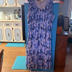 Woman Within Blue Floral Maxi Dress Plus Size 3X.